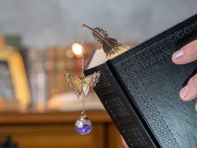 Teacher Appreciation Gifts for Women - Metal Feather Bookmark with 3D Butterfly Charm – Mother’s Day Gifts for Mom, Thank You Gifts, Book Lover Gift Under 10 Dollars, Gift Box Included
