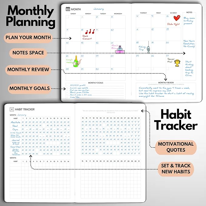 Wyze Planner Undated Daily Planner – 6-Month A5 Productivity Organizer with Full Page Per Day, Hourly Schedule, Goal Setting, Habit Tracker, Weekly & Monthly Pages – Hardcover Time Management Notebook (Rose Gold)