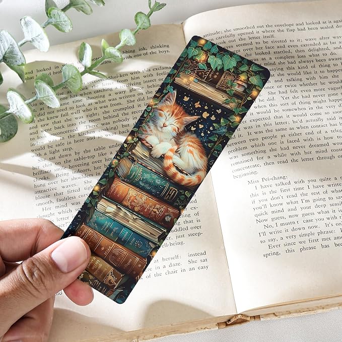 Cute Bookmark Bulk Gifts - 50 Pcs Fantasy Cats Paper Bookmarks for Women Girls Students Book Lovers Vintage Funny Page Clips School Office Reading Accessories Bookish Birthday Graduation Gift