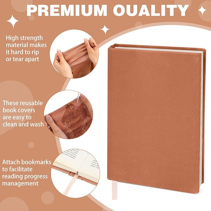 Gilprop 6 Pack Stretchable Book Covers 6-9 Inch Colored Fabric Reusable Book Protector Sleeve for Hardcovers Textbook Protection Supplies(Morandi Colors)