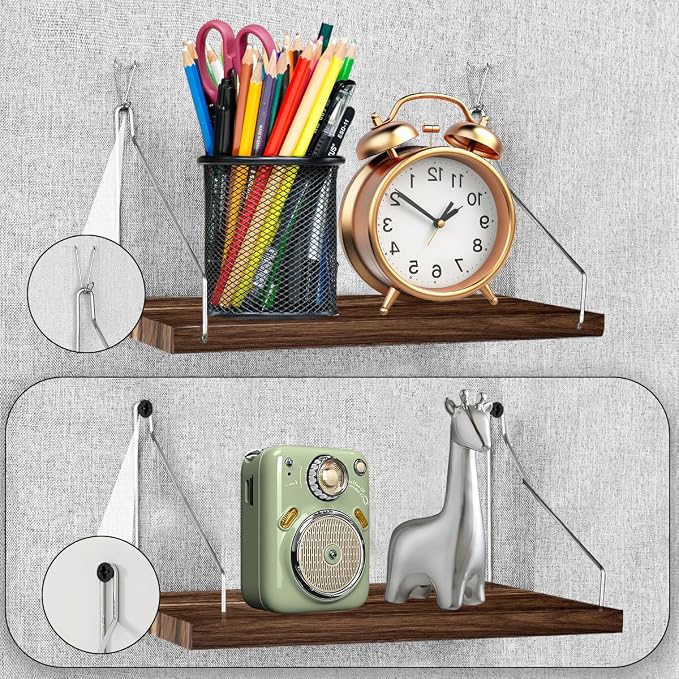 Fabric Wall Cubicle Shelf with Hooks for Work Decor, 11.8''x6'' Wooden Cubicle Organizer Storage Shelf with Hangers Cubicle Accessories for Office & Women Men Desk（2 Pack ）
