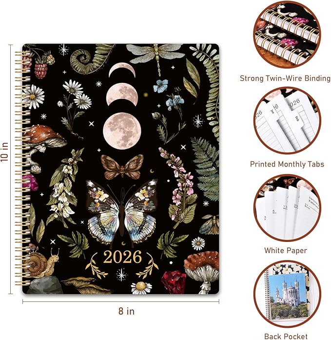 2026 Planner - Calendar Planner 2026 8" x 10" from Jan. 2026 - Dec. 2026, 2026 Planner Weekly and Monthly with Twin-Wire Binding, Monthly Tabs, Perfect Organizer