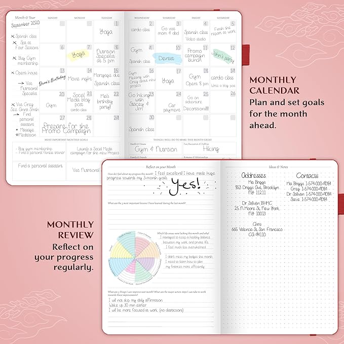 Legend Planner – Undated Weekly & Monthly Life Planner to Hit Your Goals & Live Happier, Organizer Notebook & Productivity Journal, A5 (Red)