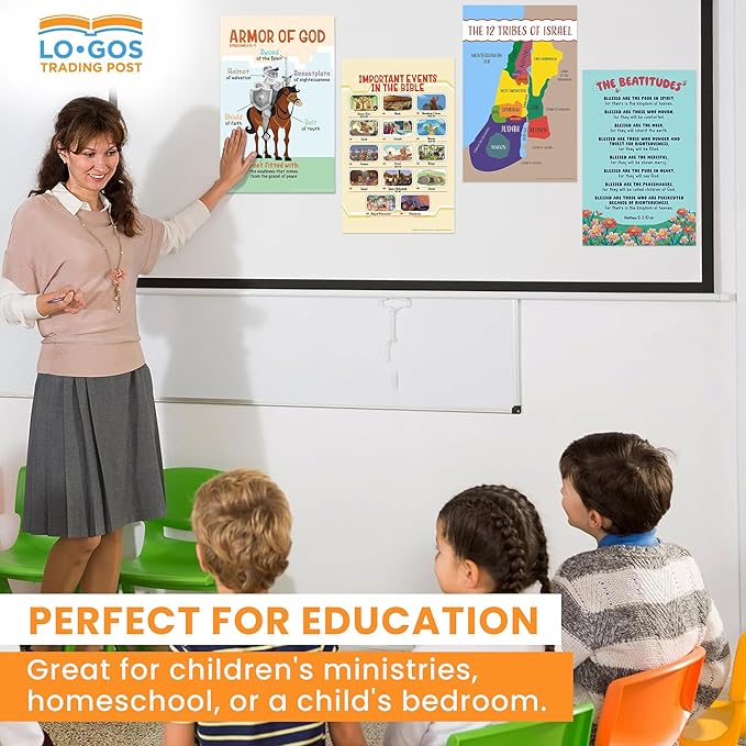 Bible Posters For Kids - Armor of God, 11"x17" Laminated Sunday School Posters For Christian Classroom Decor, Sunday School Decorations For Classroom & Church Nursery Decor