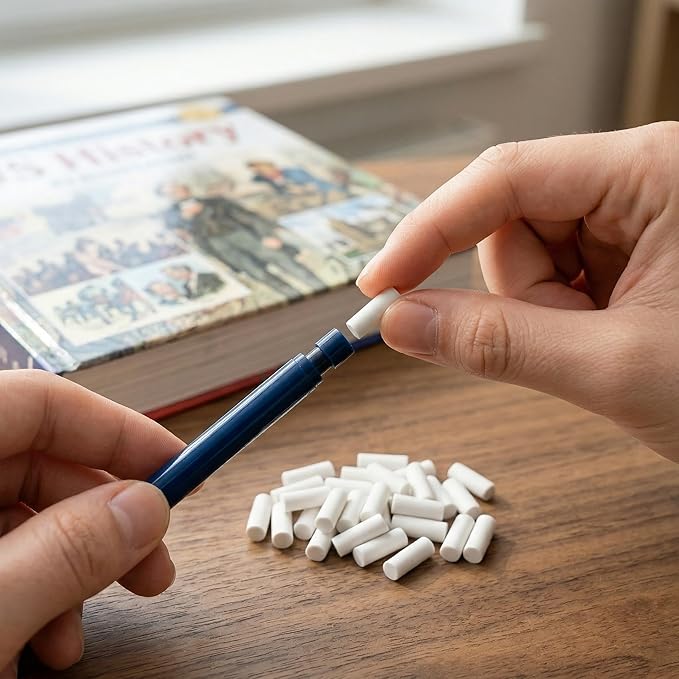 50pcs Mechanical Pencil Eraser Refills, Eraser Pen Refills Replacement for Propelling Pencils, Universal Traceless Correction Supplies for Writing- White