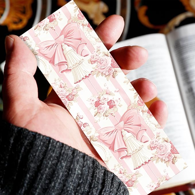 Coquette Aesthetic Bookmarks Gifts, 100 Pcs Vintage Paper Book Marks, Double-Sided Matte Laminated Floral & Bow Designs, Cute Reading Accessories for Women and Book Lovers