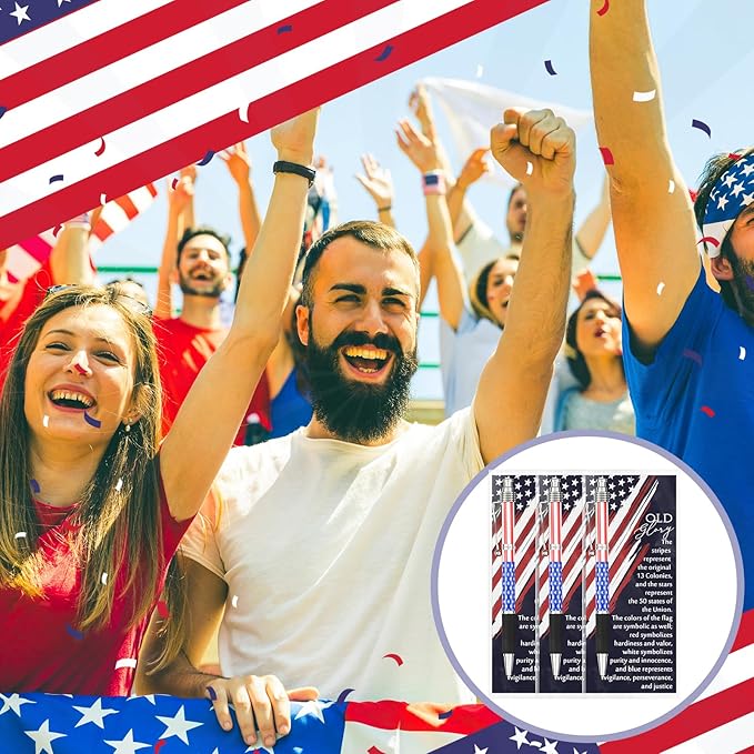 Motiskyy 300 Sets American Flag Ballpoint Pens Bulk USA Patriotic Themed Black Ink Retractable Pen Stars Stripes Bookmarks Stationery 250th Anniversary Souvenirs for Veterans Home Office Army