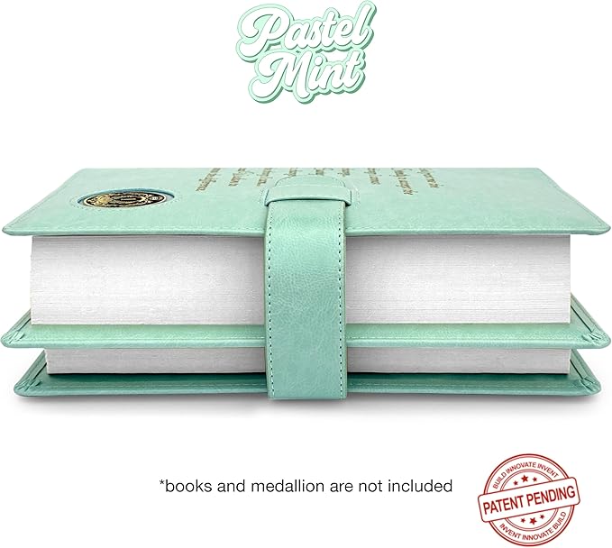 Galileo® Double AA Big Book Cover & 12 Steps & 12 Traditions | PU Leather | Coin Holder | AA Book Covers for Hardcover | AA Gift | Alcoholics Anonymous (Serenity Prayer/Pastel Mint)
