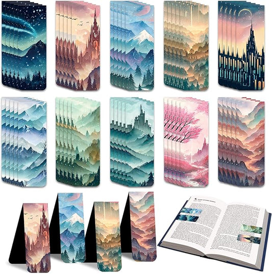 100 Pcs Magnetic Bookmarks Bulk, Cute Magnet Bookmark Page Clips - Magnetic Book Marks for Reading, Book Lovers, Teacher, Students, Women, Men – Party Favors, Teacher Gift, Bookmark Gift (Landscape)