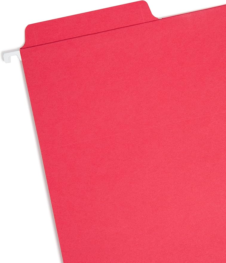 Smead FasTab Hanging File Folder, 1/3-Cut Built-in Tab, Letter Size, Assorted Primary Colors, 18 Count (64053)