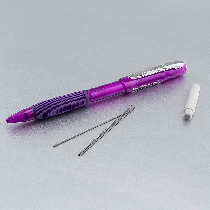 Pentel Twist-Erase GT, (0.7mm), Mechanical Pencil Transparent Violet, Box of 12 (QE207V)