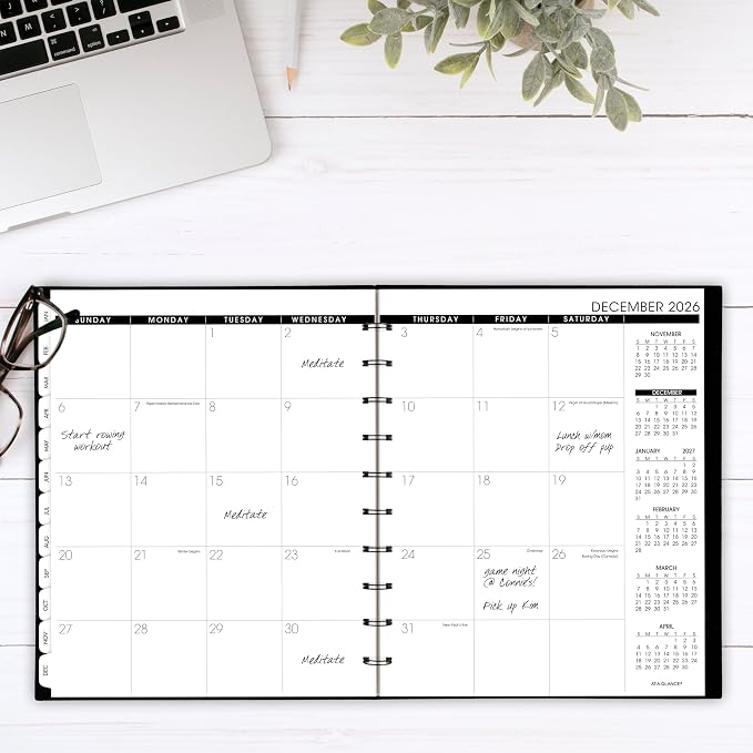 AT-A-GLANCE 2026 Appointment Book Planner, Weekly & Monthly, 8.75" x 11", Large, Move-A-Page, Black (70950E0526)