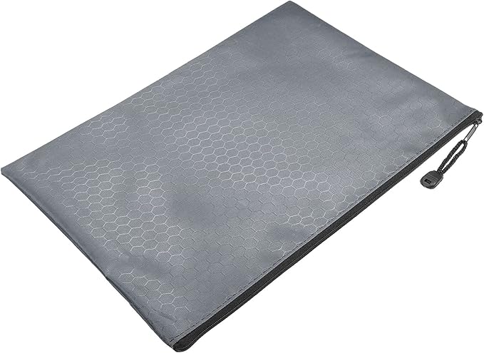 PATIKIL Waterproof Zipper File Bags, 5 Pack A4 Size Document Pocket Storage Organizer Pouch for Travel Office Supply, Gray