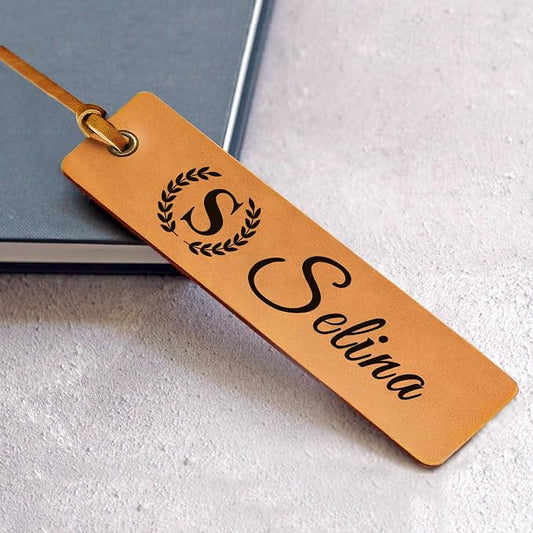 EDSG Personalized Bookmark, Engraved Leather Bookmarks, Custom Bookmarks Book Marks Gifts for Reading Women Men Teachers Christmas Birthday, Teachers Appreciation Gifts (Gold)