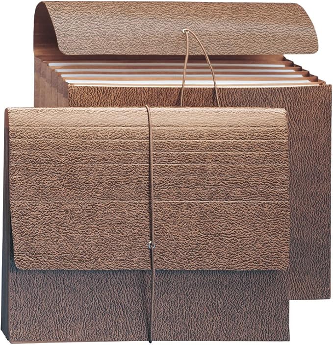 Smead Partition Expanding File Wallet, Flap and Cord Closure, 6 Pockets, 5-1/4" Expansion, Letter Size, Redrope, 10 per Box (72473)