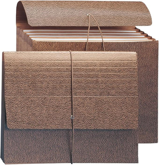 Smead Partition Expanding File Wallet, Flap and Cord Closure, 6 Pockets, 5-1/4" Expansion, Letter Size, Redrope, 10 per Box (72473)