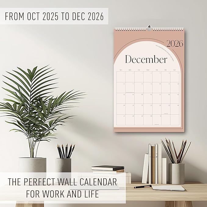 Aesthetic 2026 Wall Calendar - 12 Monthly Calendar from January 2026 to December 2026, 14.5" x 10.5", Modern Vertical Wall Hanging Calendar for Organizing & Planning