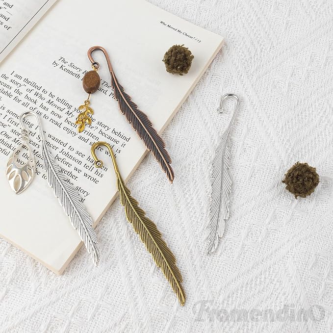 Framendino, 30 Pack Feather Metal Bookmarks Shaped Bookmark for Birthday Gifts