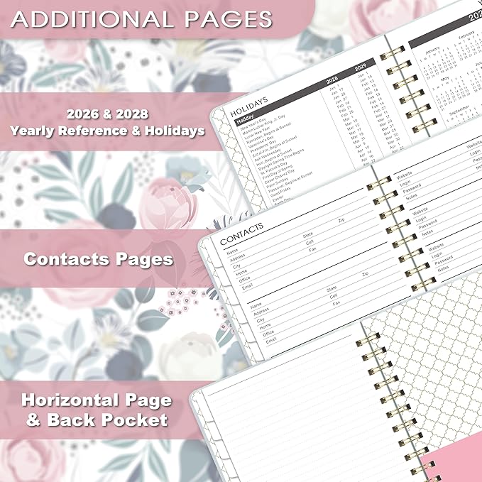 2026-2028 Monthly Planner - 3 Year Monthly Planner 2026-2028, JAN 2026 - DEC 2028, 8.4" x 6.3", Calendar Planner With Hardcover, 36-MonthTabs, Notes Pages, Inner Pocket, 36-Month Calendar - Flowers