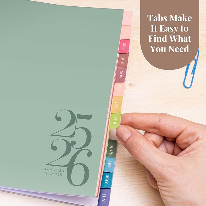 Rileys Academic Planner 2025-2026, Daily, Weekly & Monthly Planner, July 2025 - June 2026, Student Notes Pages, Twin-Wire Binding, Weekly Agenda for School & Work (8 x 6-Inches, Green, Classic)