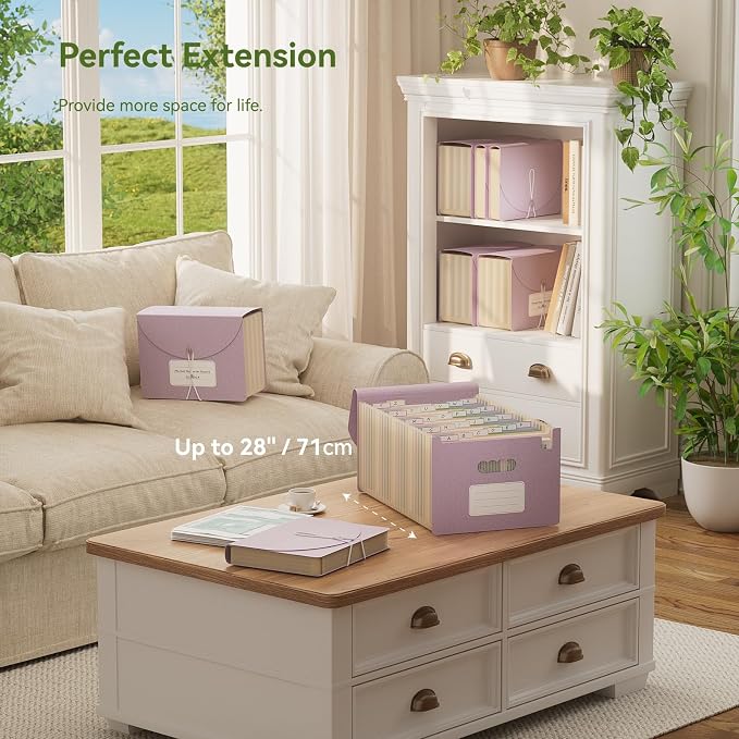 EcoStash Accordion File Organizer, 26 Pockets Wheat Straw Expanding File Folder, Monthly Bill Receipt Organizer, A-Z Tabs, 100% BPA Free, Return to Nature, Healthy Living-Lavender Purple