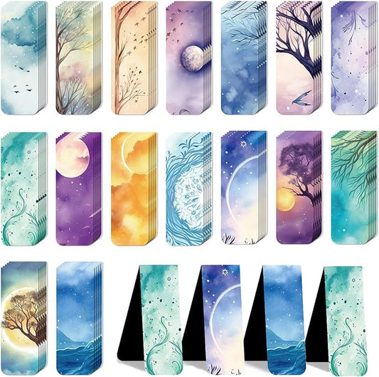 96 Pieces Magnetic Bookmarks Magnet Page Markers - Book Marks for Reading Women & Men with Storage Boxes - Cute Magnet Bookmark Clips for Reading Pleasure（Sky）