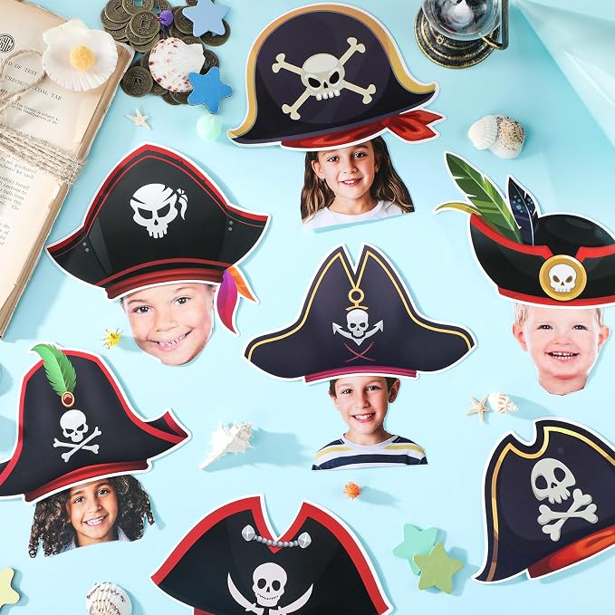 gisgfim 80Pcs Pirate Cutouts Adventure Decorations Bulletin Board Skull Hat Paper Cut-Outs Classroom Decor for Boy Girl DIY Craft Photo Wall Kindergarten Preschool Back to School Party Favor Supply