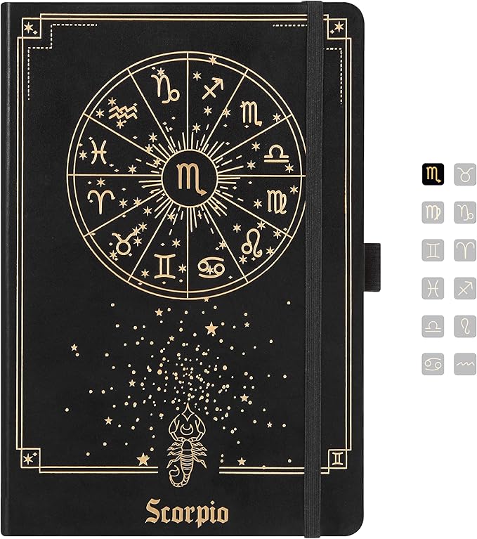 AuroPlanner Scorpio Zodiac Undated Planner – Monthly Weekly Daily Astrology Portable Journal Notebook, A5 (5.8” × 8.3”), 160 Pages 4-Month Layout, 100 GSM Paper