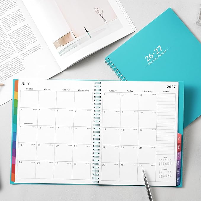 2026-2027 Monthly Planner/Calendar - Academic Planner 2026-2027, JUL 2026 - DEC 2027, 18-Month Planner with Colorful Tabs, 26-27 Calendar Planner for Daily Organizing - Waterproof Cover (8" x10", Monthly Pages & Notes, Blue)