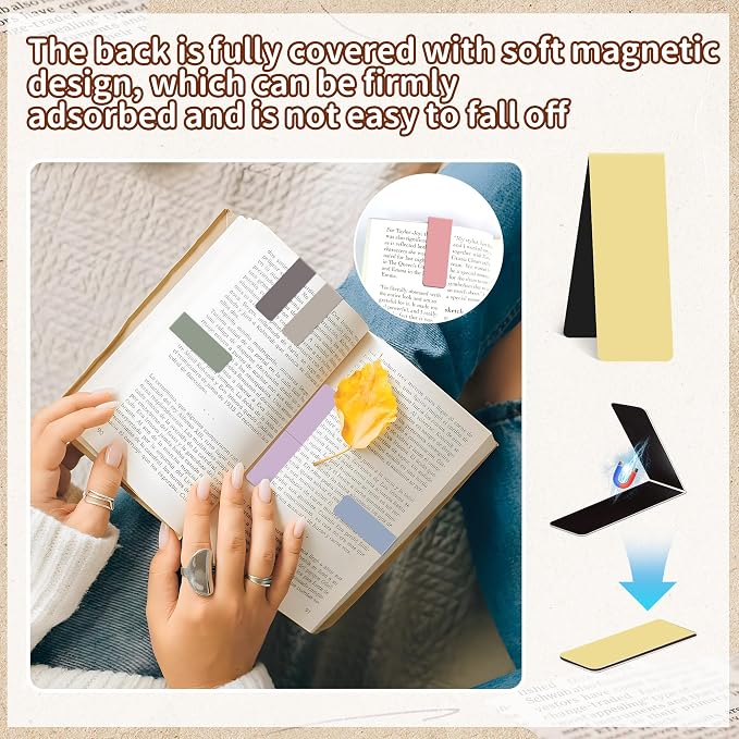 144Pack Magnetic Bookmarks for Reading Women Men Teacher Book Lovers Gifts, Bookmarks Bulk Personalized Bookmark Magnet Bookmark Clips Cute Pretty Funny Book Markers (Morandi)