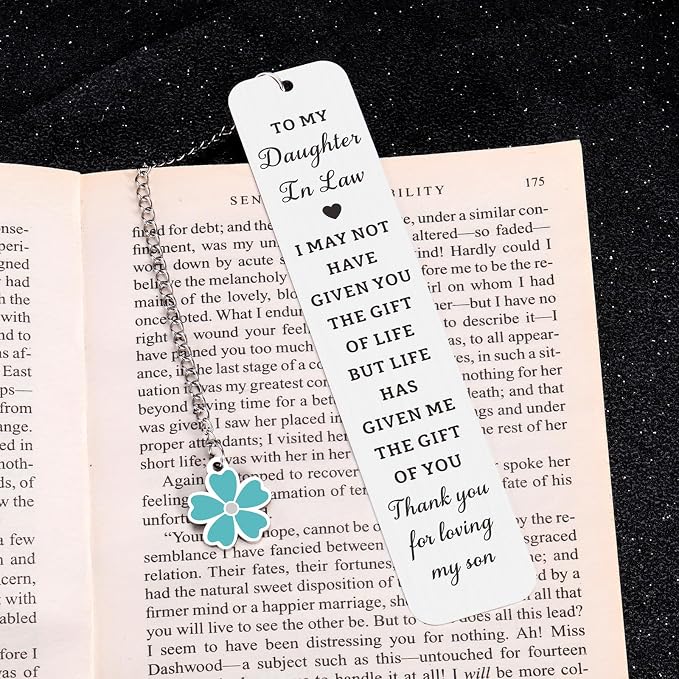Daughter in Law Gifts from Mother in Law - Mothers Day Gifts for Daughter in Laws Birthday Future Daughters in Laws Gift for Mothers Day Birthday Wedding Anniversary, Bookmark for Book Lover Women
