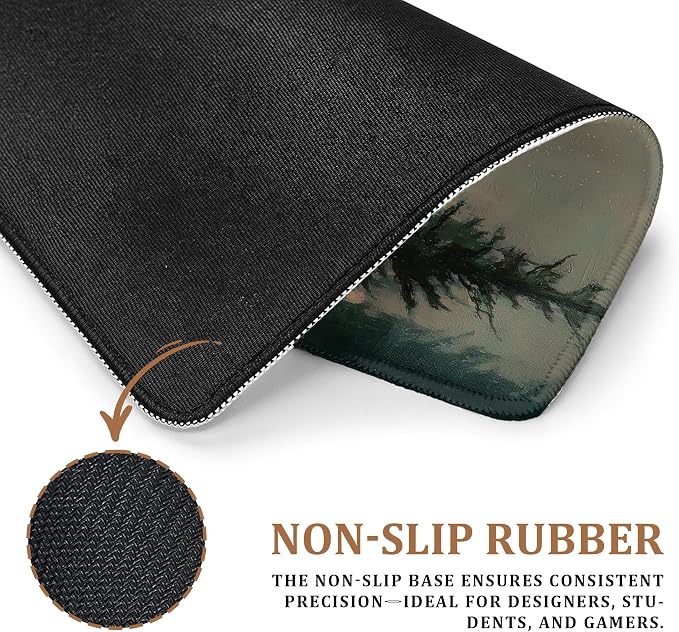 Vintage Moody Forest Camping Mouse Pad, Camping Lovers Camper Gifts, Rustic Pine Tree Campfire Mouse Pad for Home Office Computer Gaming Desk Essentials, 9.5x7.9 Inch