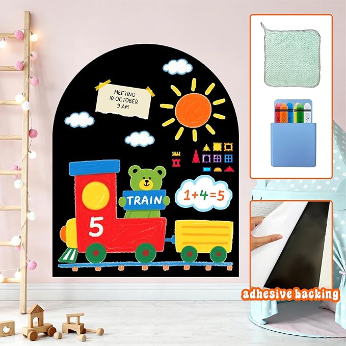 Large Magnetic Arch Wall Decal 31X39 Inch Magnetic Arch Chalkboard Decals for Wall Magic Playwall Magnet Wall Board Black Chalk Board Arch for Kids Room Toddlers Playroom Nursery Classroom Decor