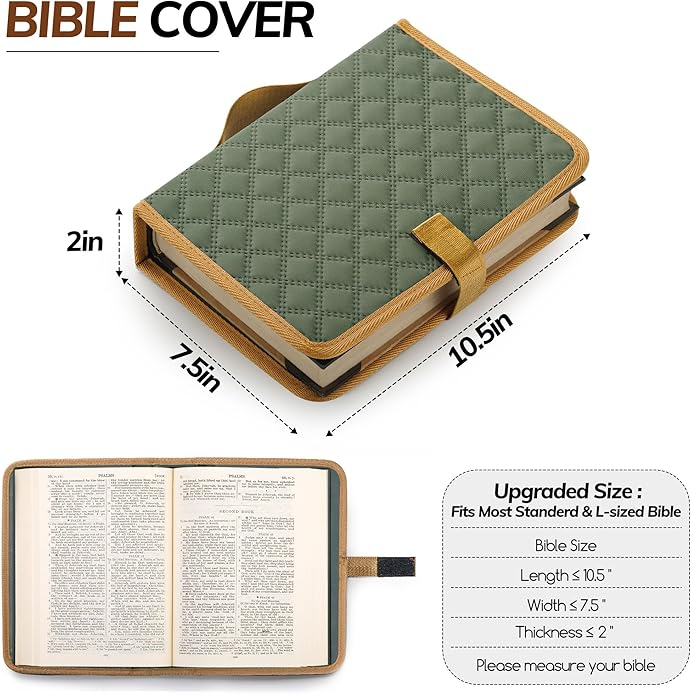 Large Bible Bag with Bible Cover Case for Women, Quilted Church Tote Bags for Bible Study Supplies, Christian Gifts for Women