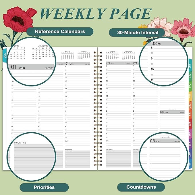 2026-2027 Appointment Book/Planner - 2026-2027 Daily Hourly Planner, Jul 2026 - Jun 2027, Weekly Appointment Book, 8.5" x 11", 30-Minute Interval, Lay-Flat, Ample Space with Notes ＆ To-Do Lists