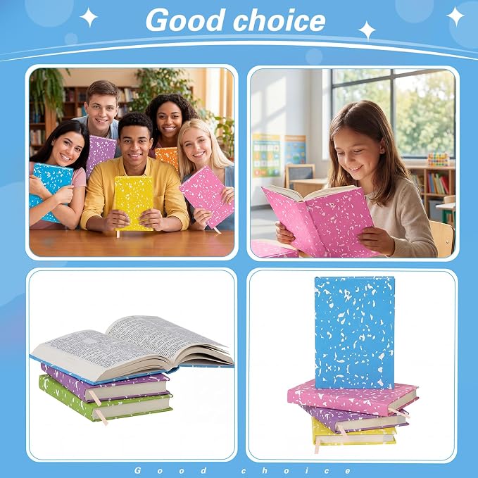 Gilprop 6 Pack Jumbo Stretchable Book Covers, Colorful Covers for Textbook Protection and Care, Washable Reusable Protective for Paperbacks Hardcover Books(Composition Book,Colorful,9-11inch)