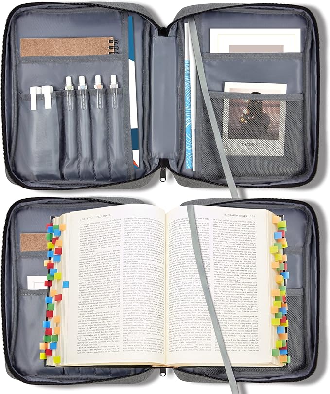 GUEER Bible Cover for Men, Bible Holder, Bible Cover Carrier Carrying Organizer Bag, Zipper and Pockets for Standard Size Bible, Gift for men(Male)