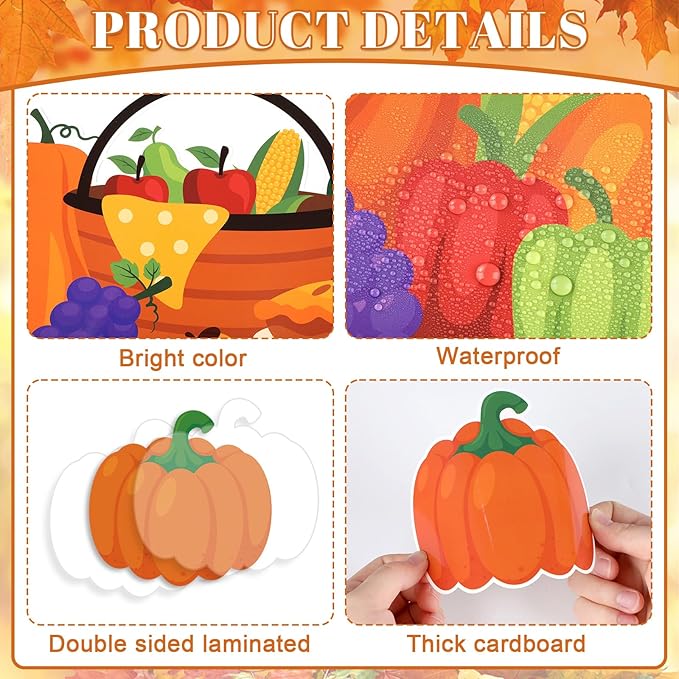 gisgfim 59 Pcs Thanksgiving Turkey Bulletin Board Set We Are Thankful Autumn Fall Thanksgiving Classroom Decorations Pumpkin Maple Leaves for Cutouts for DIY Craft Harvest School Home Wall Decorations