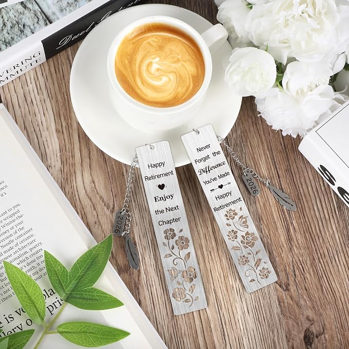 Retirement Gifts for Women 2026Coworker Retirement Bookmarks for Women Men Book Lovers Farewell Going Away Goodbye Appreciation Retirement Gifts for Retired Teacher Nurse Colleagues(2Pcs Metal)