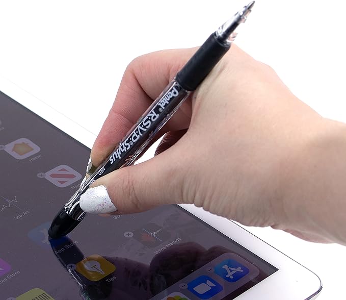 Pentel RSVP STYLUS Ballpoint Pen, Medium Line, Black Ink, Box of 12 (BK91L-A)