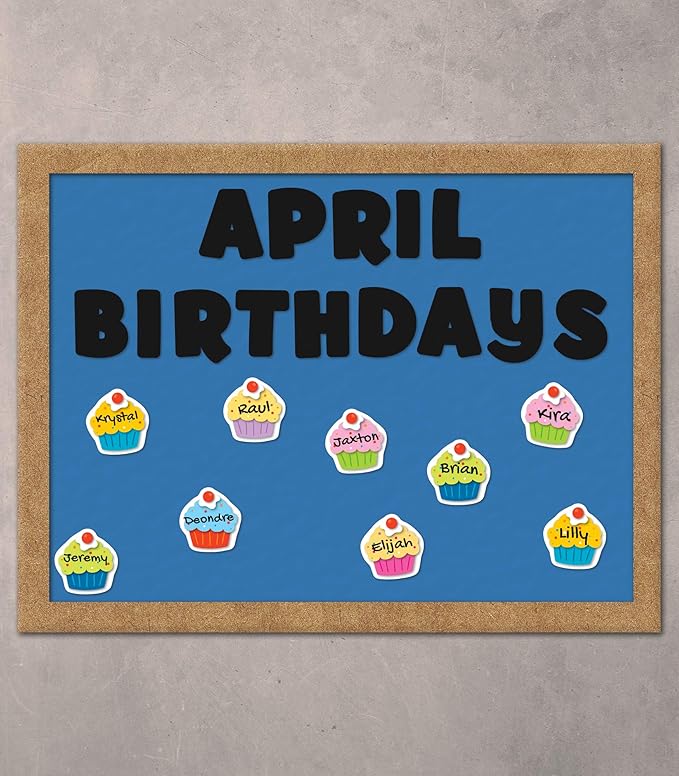 Carson Dellosa 36-Piece Cupcake Decorations, Colorful Cardstock Dessert Cutouts for Party, Name Tags, Happy Birthday Bulletin Board, and Classroom Decor