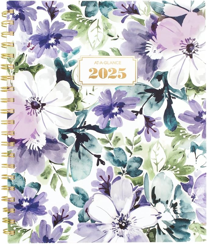 AT-A-GLANCE 2025 Planner, Weekly & Monthly, 8-1/2" x 11", Large, Badge, Floral (1722F-905-25)