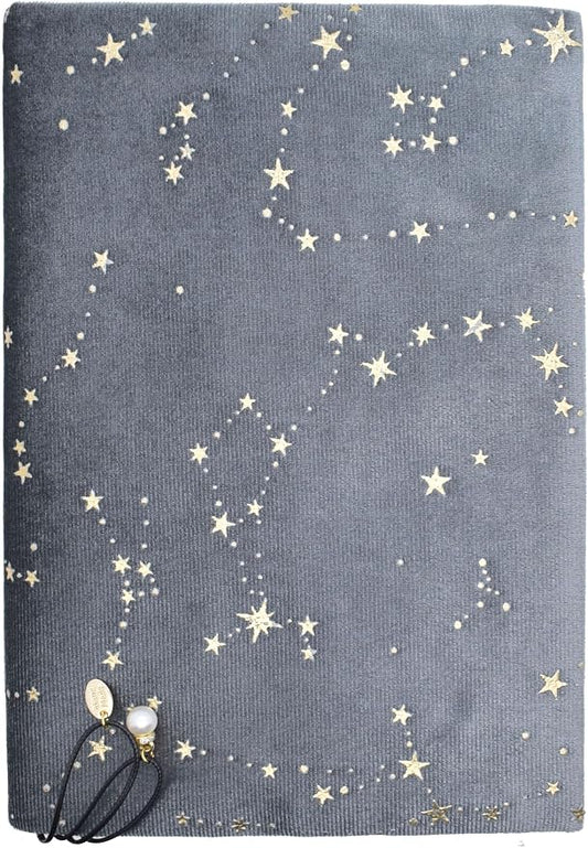 BLBMH A5 Journal Cover | Non-Stretch Fabric Notebook Sleeve with Bookmark, 5.5x8.3 Washable Privacy Protector for Paperback Bible Hardcover, Gift for Women - Velvet Grey