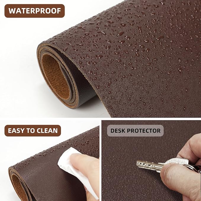 AFIING Cork Desk Mat 47" x 23.6", Dual-Sided Natural Cork & PU Leather Desk Pad, Non-Slip Waterproof Large Mouse Pad for Office, Home & Gaming (Coffee)