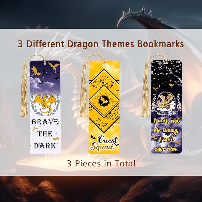 LParkin Onyx Storm Acrylic Bookmarks Dragon Merch for Men Women, Bookish Gifts for Book Lovers, Page Markers for Bookworms, Reading Tools and Stationery - Set of 3