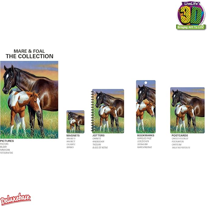 3D LiveLife Bookmark - Mare & Foal from Deluxebase. Cute Lenticular Horse Page Marker. Animal Themed Accessories for Book Lovers. Small Gifts for Men, Women, Writers and Teachers.