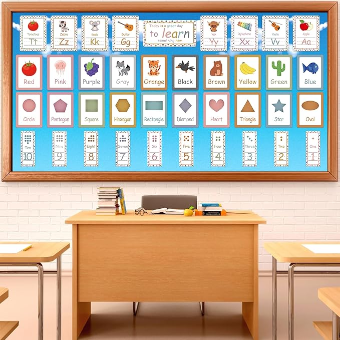 Qyeahkj 17.7in x 20ft Bulletin Board Paper Roll Bulletin Board Background Paper Fade Resistant Classroom Decoration Poster Art Craft Home Wall Education Decor Supplies Blue White Clouds
