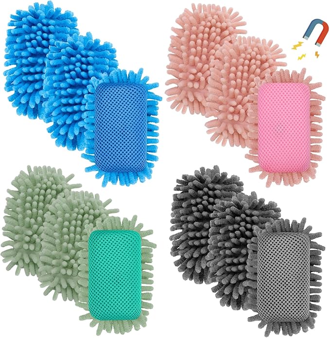 Jspupifip 12 Pcs Dry Erase Shag Eraser Microfiber Shag Whiteboard Eraser Magnetic Dry Erase Washable for Markers Chalk Home Classroom Office Supply, Blue Gray Light Pink Green