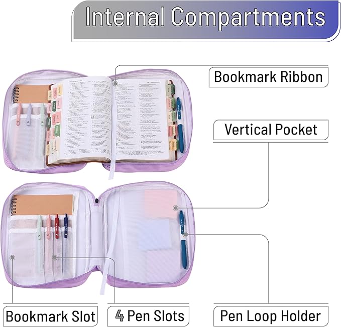 Mr. Pen- Bible Cover Case, Carrying Book Case with Durable Handle and Zippered Pocket, Bible Protective Church Bag for Men & Women, Christian Gifts, Petal Harmony, Mothers Day Gift