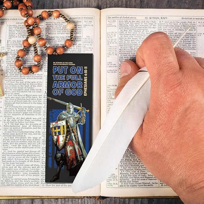 75 Pcs Full Armor of God Bookmarks 2" x 6", Gifts for Father, Christian Bible Verse Bookmarks Bulk Knight Scripture Catholic Cards for Fathers Day Bible Study Sunday School Religious Supplies